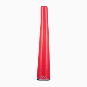 Tall and Slender Art Glass Vase in Orange Glass by Henry Dean