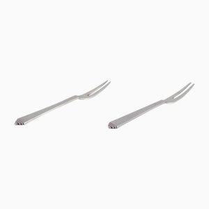 Pyramid Cold Meat Forks in Sterling Silver from Georg Jensen, 1930s, Set of 2