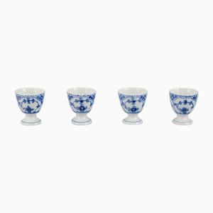 Blaue Kannelierte Halbe Spitze Eierbecher aus Porzellan von Royal Copenhagen, 1930er, 4er Set