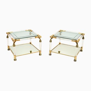 Vintage Spanish Acrylic and Glass Side Tables attributed to Curvasa, 1970s, Set of 2