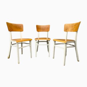 Chaises de Cuisine en Bois, Tchécoslovaquie, 1950s, Set de 3