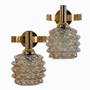 French Amber Bubble Wall Lights, 1950s, Set of 2