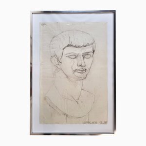 Elisabeth De Bascher, Portrait, 1964, Drawing on Paper, Framed