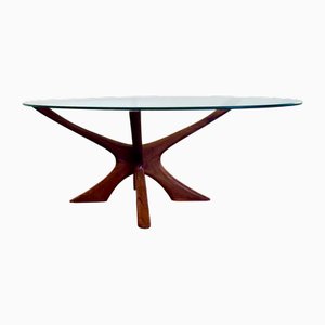Mid-Century Danish Oval Glass Coffee Table by Illum Wikkelsø, 1960s