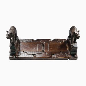 Antique Hand Carved Black Forest Extending Book Rack, 1880s