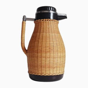Mid-Century Wicker Lined Thermos Pitcher, Sweden, 1960s