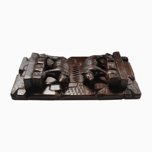 Antique Hand Carved Black Forest Extending Book Rack, 1880s