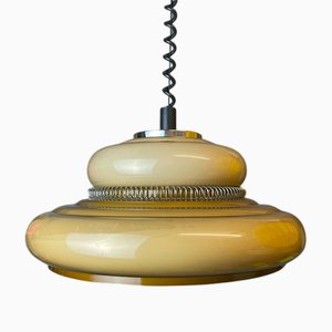 Lampe à Suspension Rétractable en Acrylique Coloré Champignon, 1970s
