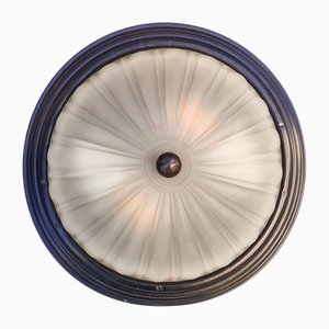 Wand- oder Deckenlampe aus patiniertem Metall & Milchglas, 1960er