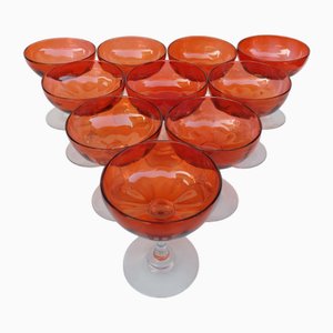 Bicchieri da champagne in cristallo, XIX secolo, set di 10