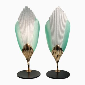 Nofretete Tischlampen aus Muranoglas, 1980er, 2er Set