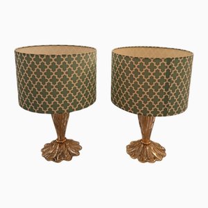 Golden Murano Glass Table Lamps, Set of 2