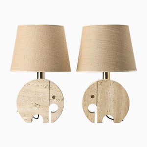Travertin Tischlampen von Fratelli Mannelli, 1970er, 2er Set