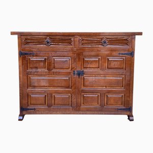 Spanish Baroque Style 3-Drawer Credenza or Buffet in Carved Tuscan Walnut, 1919