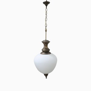 Pendant Lamp in Brass and Glass, 1960s