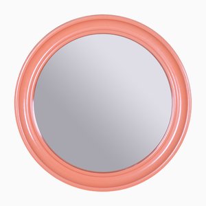 Miroir Mid-Century Rose avec Cadre en Plastique, Italie, 1960s