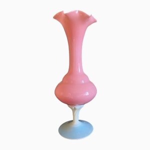 Large Italian Bohemian Pink Opaline Vase, 1960s