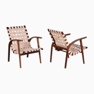 Set of Art Deco Armchairs in Beech, Czech, 1930s
