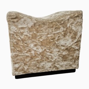 Vintage Upholstered Wooden Ottoman, 1950s
