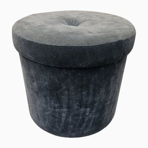 Runder italienischer Mid-Century Hocker aus Samt, 1960er