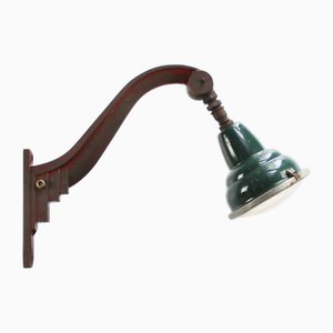 Art Deco French Petrol Green Enamel Cast Iron Clear Glass Streetlight by Sammode, France