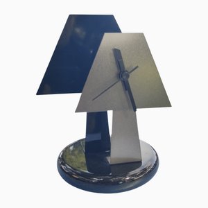 Lampe de Bureau Horloge Radical en Métal Laqué, 1980s
