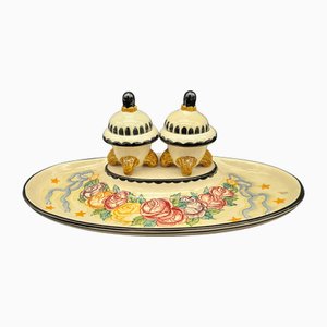 Ceramic Inkwell with Shelf by Kusche for Karlsruhe Majolica, 1916-1922