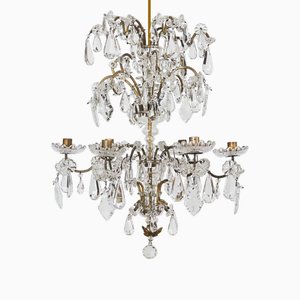 Lustre en Laiton et Cristal, 19ème Siècle