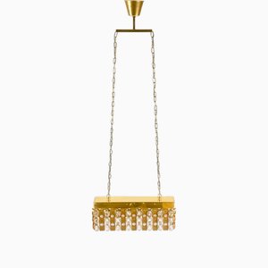 Crystal and Gilt Brass Chandelier from Palwa, 1960s