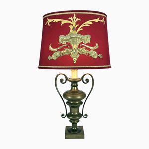 Lampe en Bronze avec Broderie, 1950s