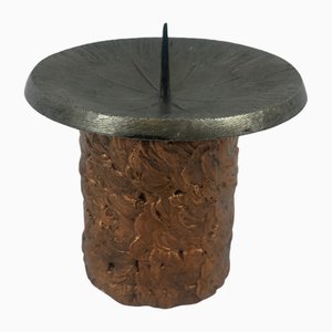 Candelabro brutalista alemán de cobre, años 80