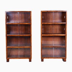 Art Deco Bücherregale aus Nussholz von Oldřich Liška, Czech, 1920er, 2er Set