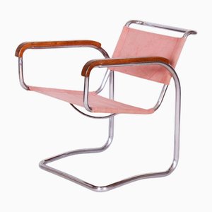 Chaise Bauhaus d'origine en Hêtre et Chrome attribuée à J. Halabala pour Up Zavody, République Tchèque, 1930s