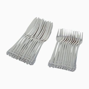 Lily of the Valley Fish Cutlery from Georg Jensen, 1930s, Set of 24