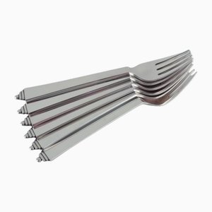 Pyramid Dinner Forks in Sterling Silver from Georg Jensen, 1940s, Set of 6