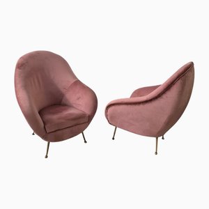 Poltronas italianas Mid-Century con patas de latón, años 50