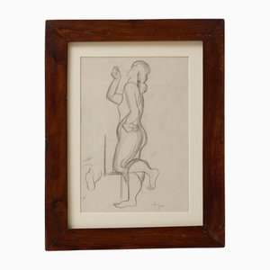 Togores pour Kahnweilers Galerie Simon, Figure, 1923, Dessin sur Papier, Encadré