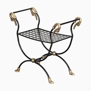 Taburete Empire Swan con patas de Maison Jansen, años 50