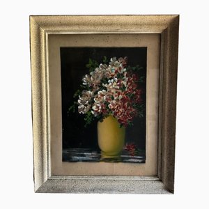 Devilliers, Stillleben mit Blumenstrauß in Gelber Vase, 20. Jh., Aquarell