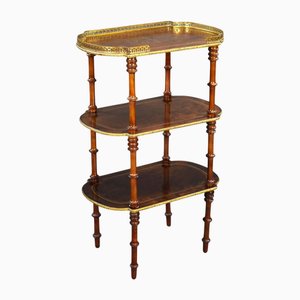 19th Century French Walnut Brass Inlaid Etagere, 1880s