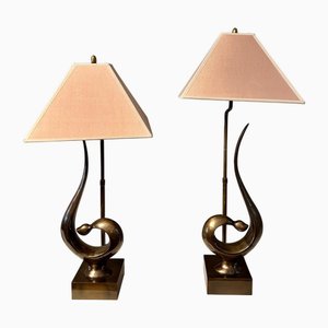 Ausziehbare französische Tischlampen aus Messing, 1980er, 2er Set