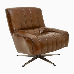 Fauteuil Pivotant Vintage en Cuir et Chrome, Danemark, 1960s