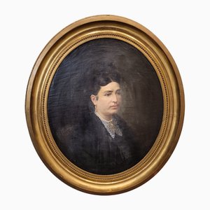 Artista della scuola francese, Ritratto femminile, 1873, Olio su tela, con cornice