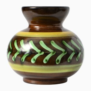 Schwedische Braune & Grüne Keramikvase von Ekeby, 1930er