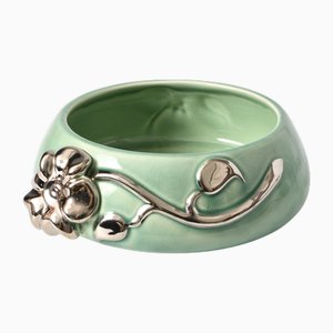 Green and Silver Bowl by Clarice Cliff for Newport, 1930s