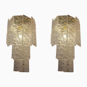 Murano Crystal Transparent Strip Wall Lights, Set of 2