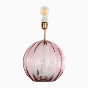 Handcrafted Sphere Murano Glass Table Lamp in Amethyst Color, Italy, 1980s