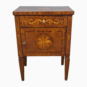 18th Century Inlaid Bedside Table, Lombardy