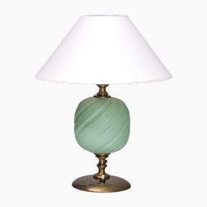 Table Lamp in Brass & Glazed Ceramic by Bertil Brisborg for Nordiska Kompaniet, 1940s