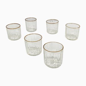 Modern Italian Transparent and Yellow Glass Glasses attributed to Venini, 1990s, Set of 6